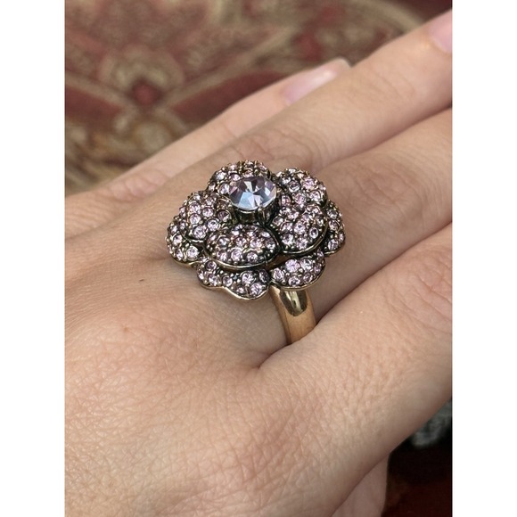Flower Statement Ring Cocktail Costume Jewelry Light Pink‎ Sz 8 - Picture 8 of 8